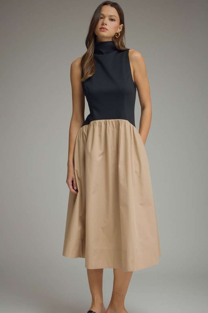 Solid Sleeveless Midi Dress