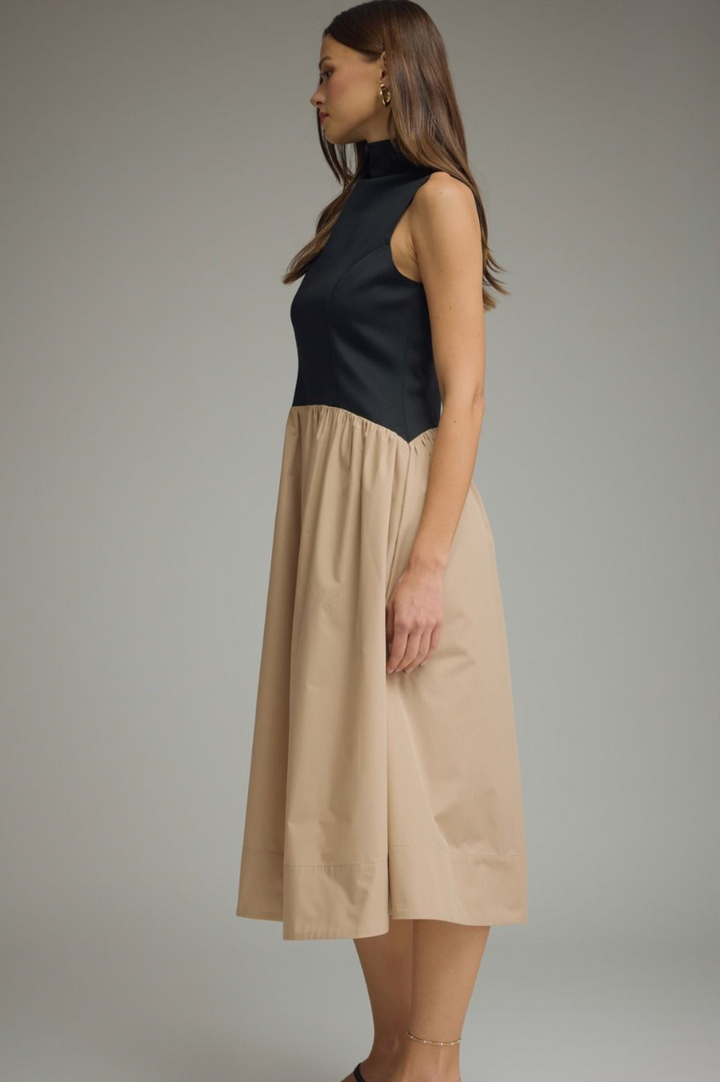 Solid Sleeveless Midi Dress