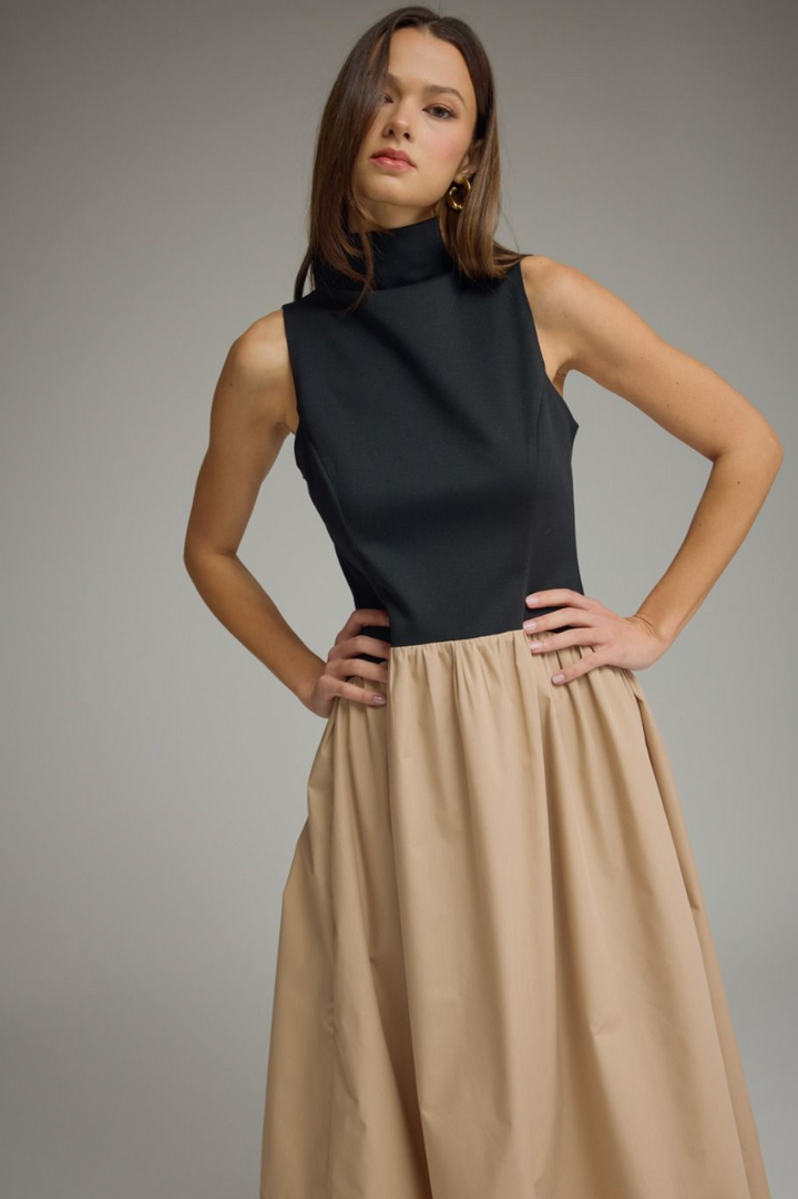 Solid Sleeveless Midi Dress