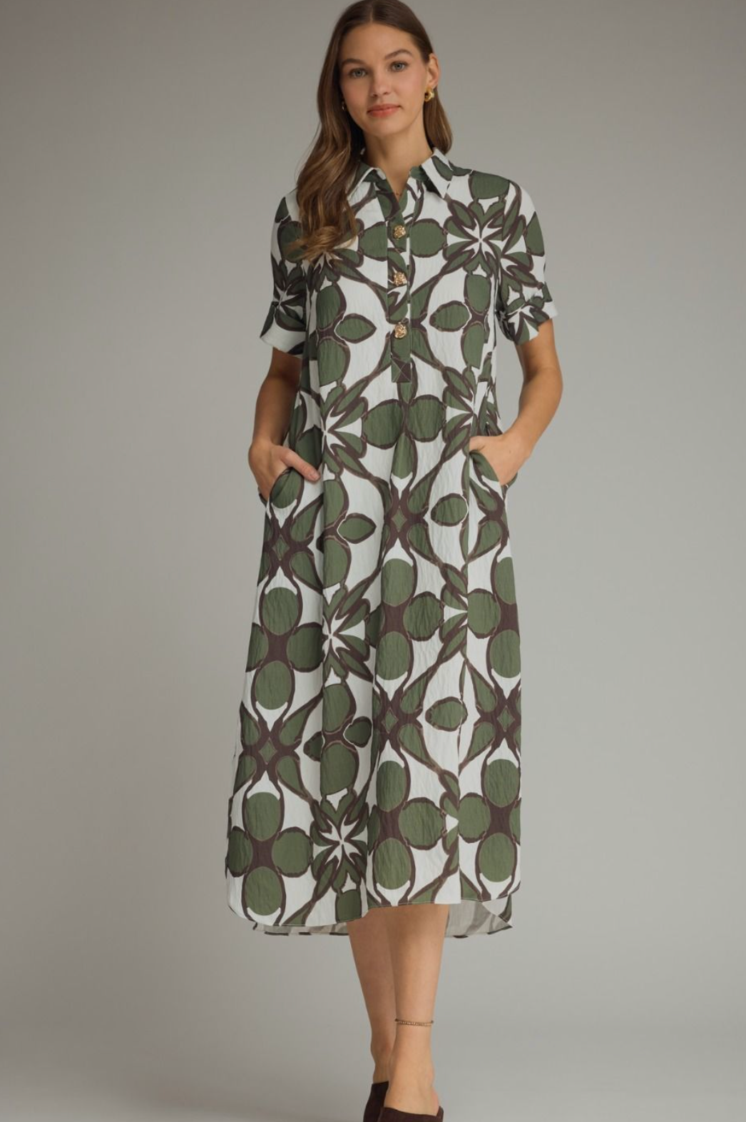 Printed Short Sleeve Dress