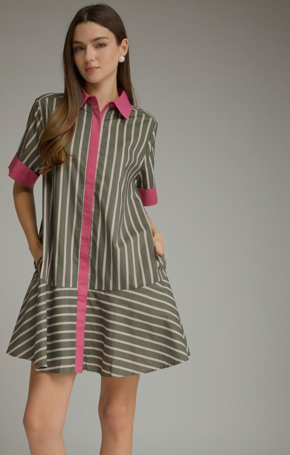 Stripe short sleeve mini dress