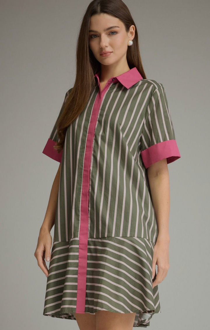 Stripe short sleeve mini dress