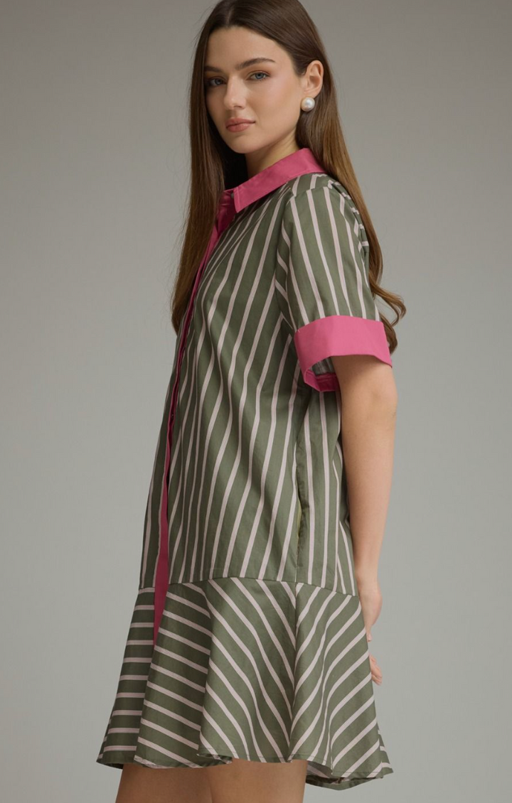 Stripe short sleeve mini dress