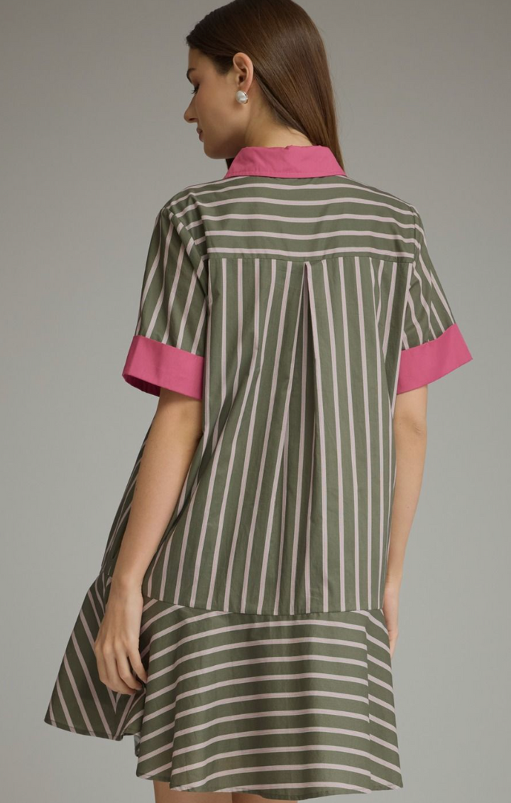 Stripe short sleeve mini dress