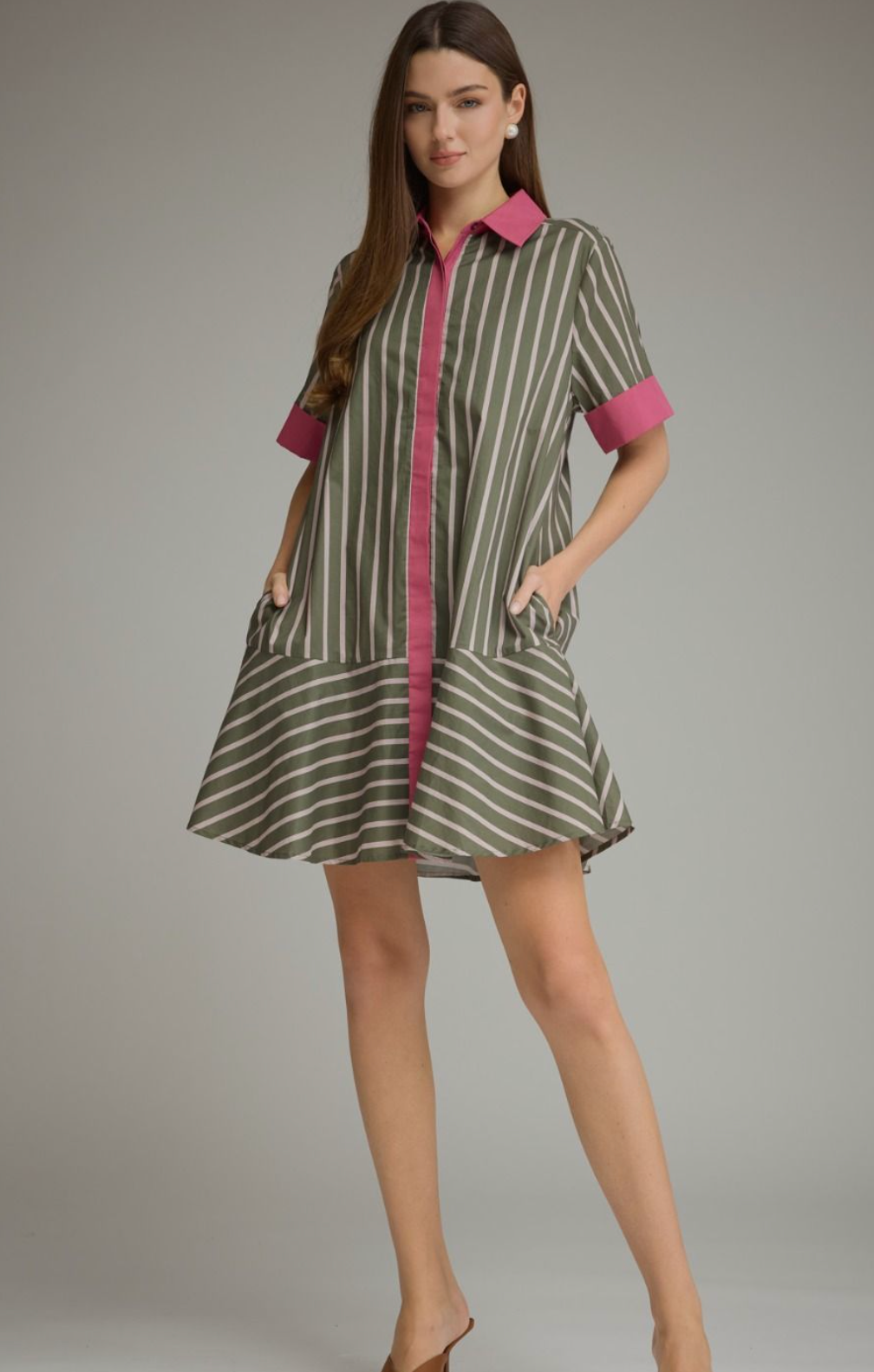 Stripe short sleeve mini dress