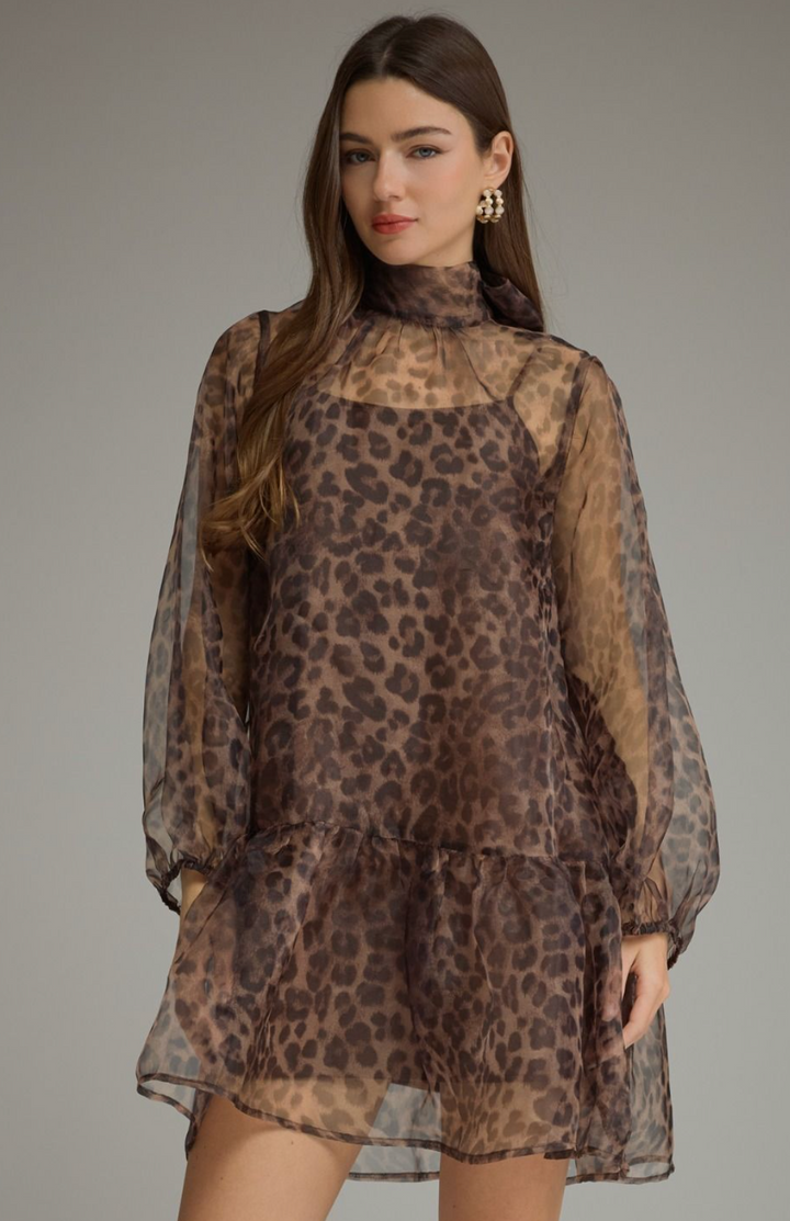 Sheer Leopard Overlay Dress