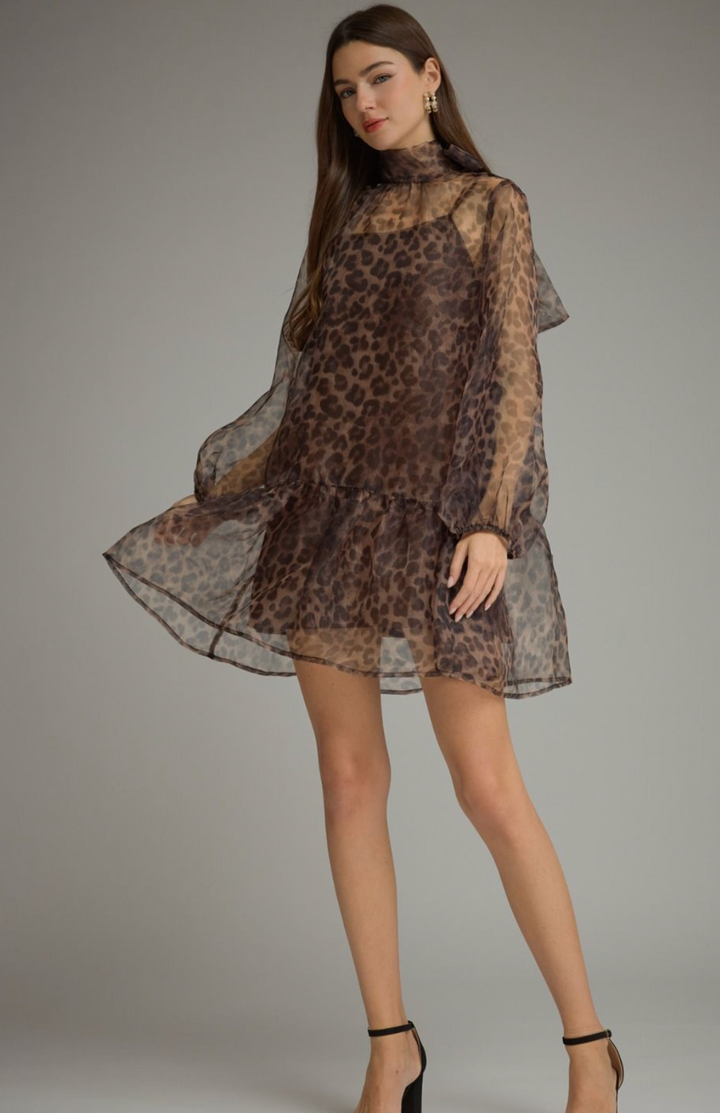 Sheer Leopard Overlay Dress