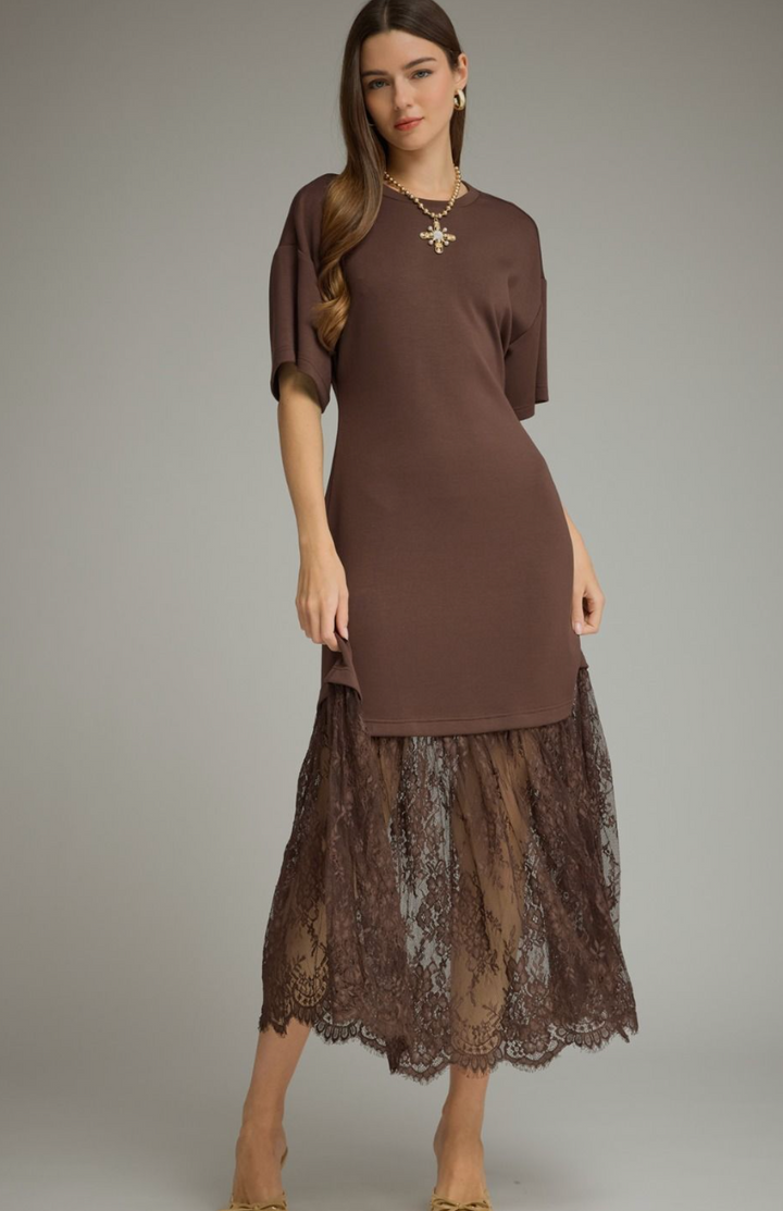 Solid Lace Skirt Dress