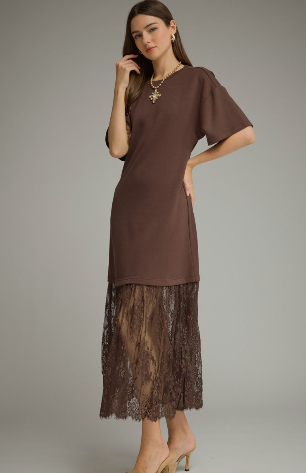 Solid Lace Skirt Dress
