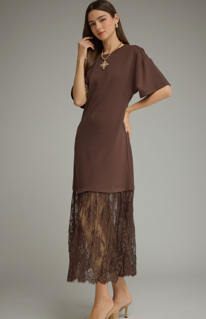 Solid Lace Skirt Dress