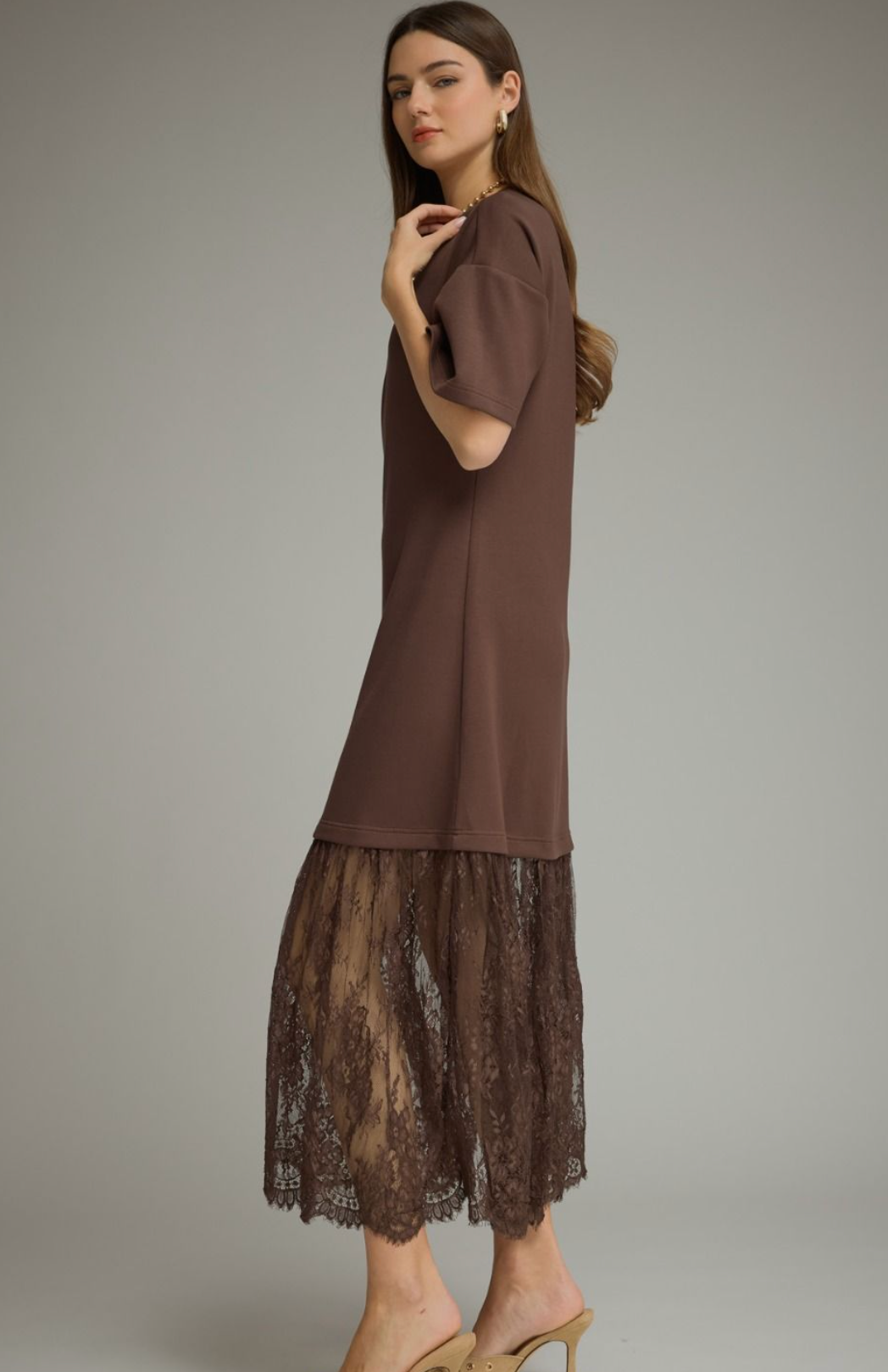 Solid Lace Skirt Dress