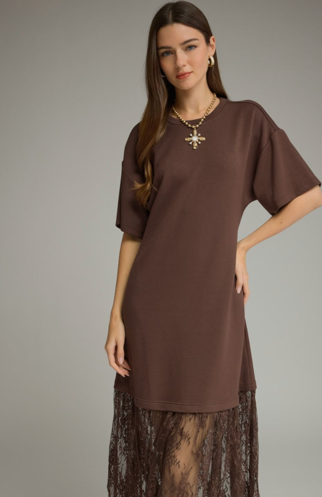 Solid Lace Skirt Dress