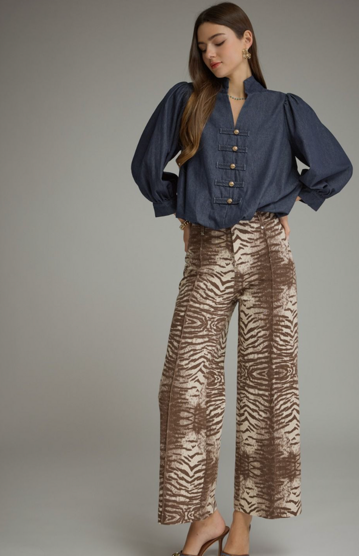 Animal Print Wide Leg Pant