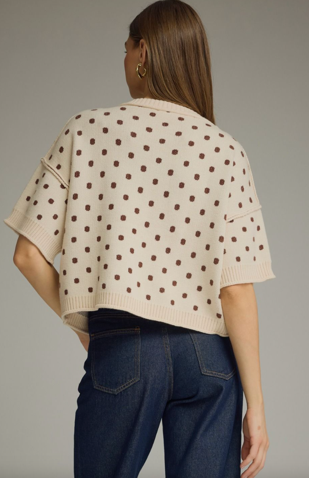 Polka Dot Short Sleeve Sweater