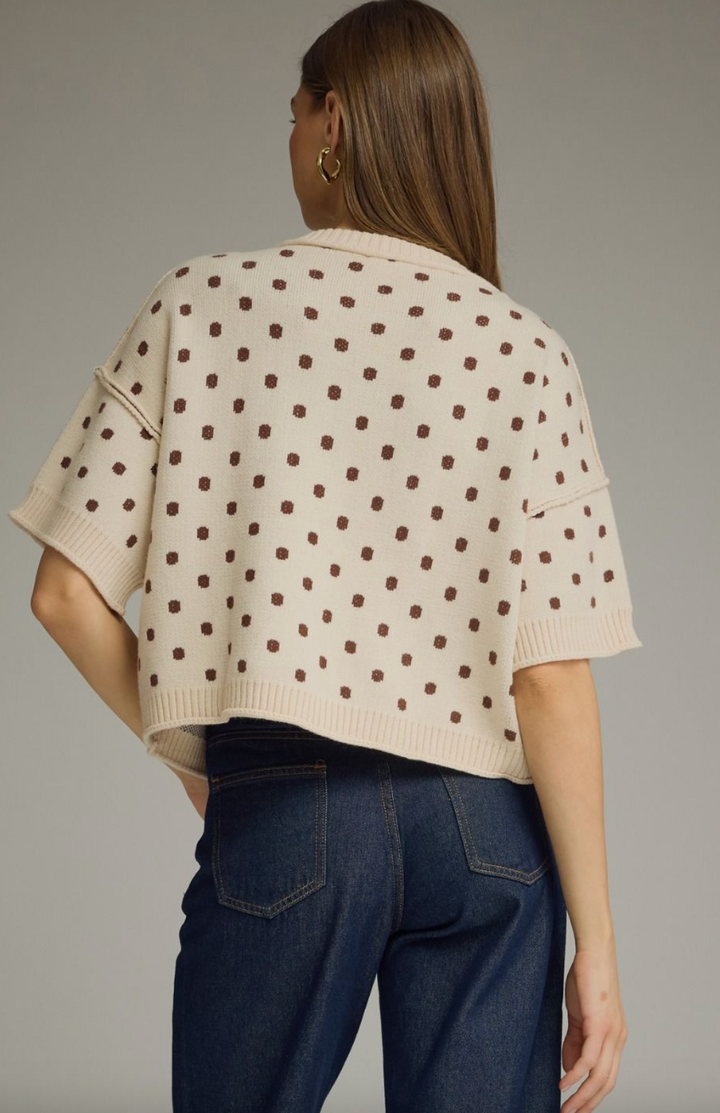 Polka Dot Short Sleeve Sweater