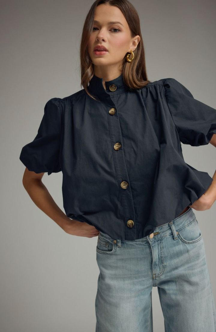Bubble Hem High Neck Top