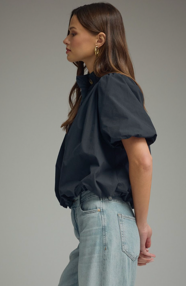 Bubble Hem High Neck Top