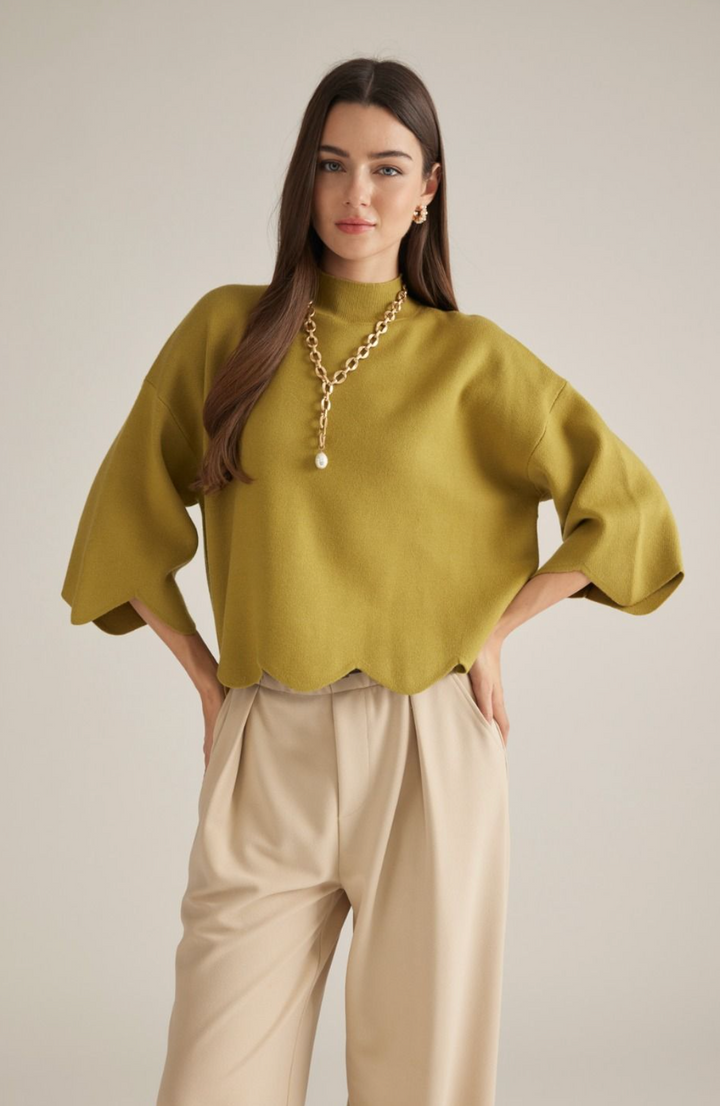 Scallop Trim Sweater
