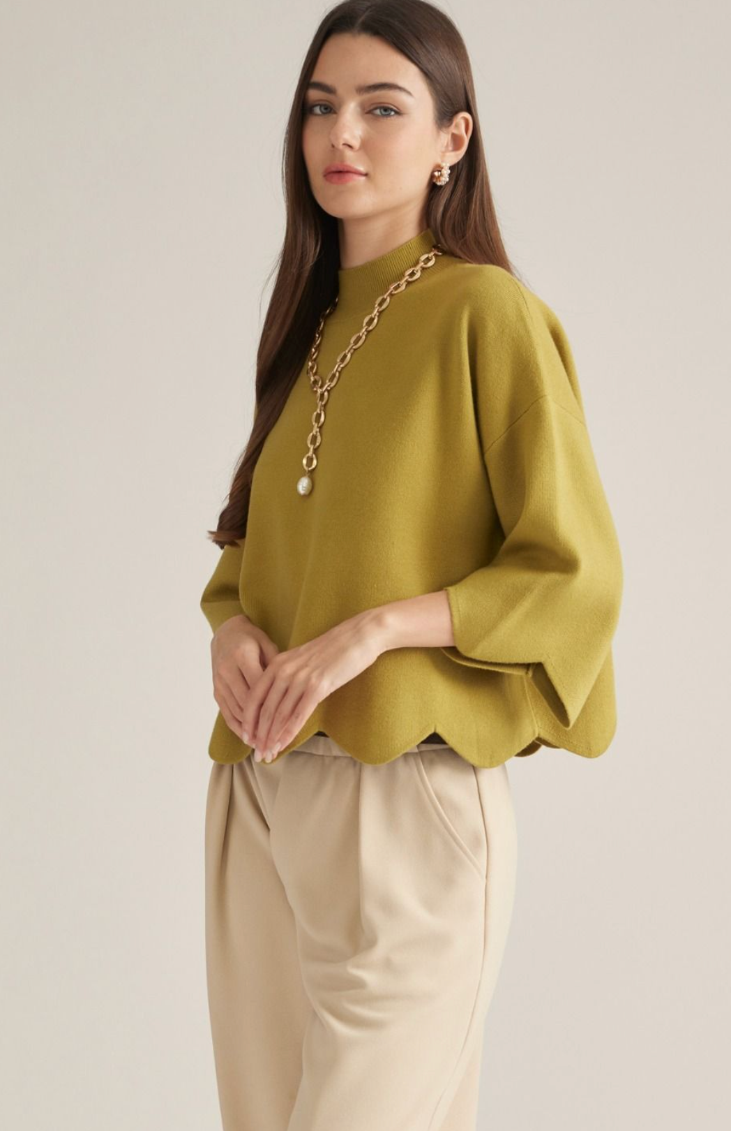 Scallop Trim Sweater