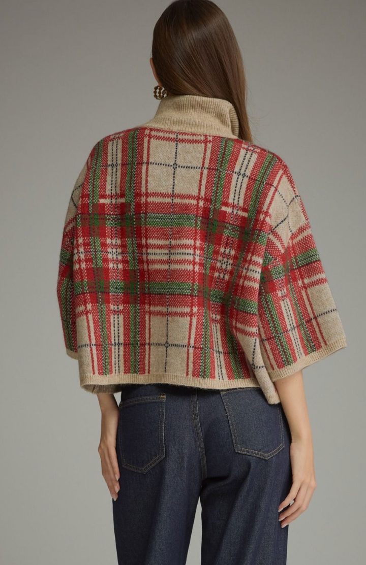 Plaid Stand Collar Sweater