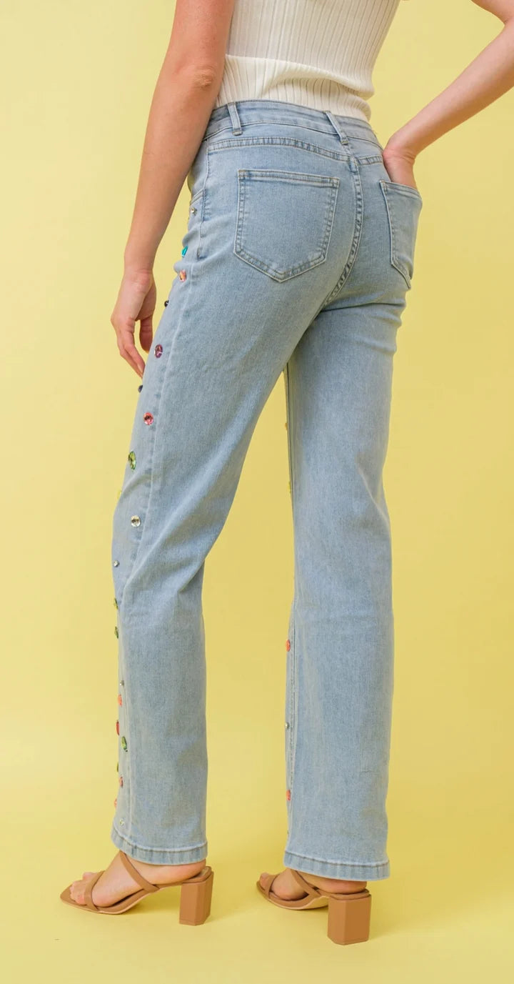 Mid Rise Jewel Jean