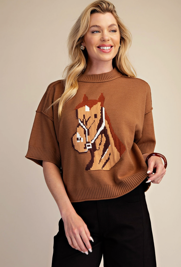 Western Horse Crew Neck Sweater
