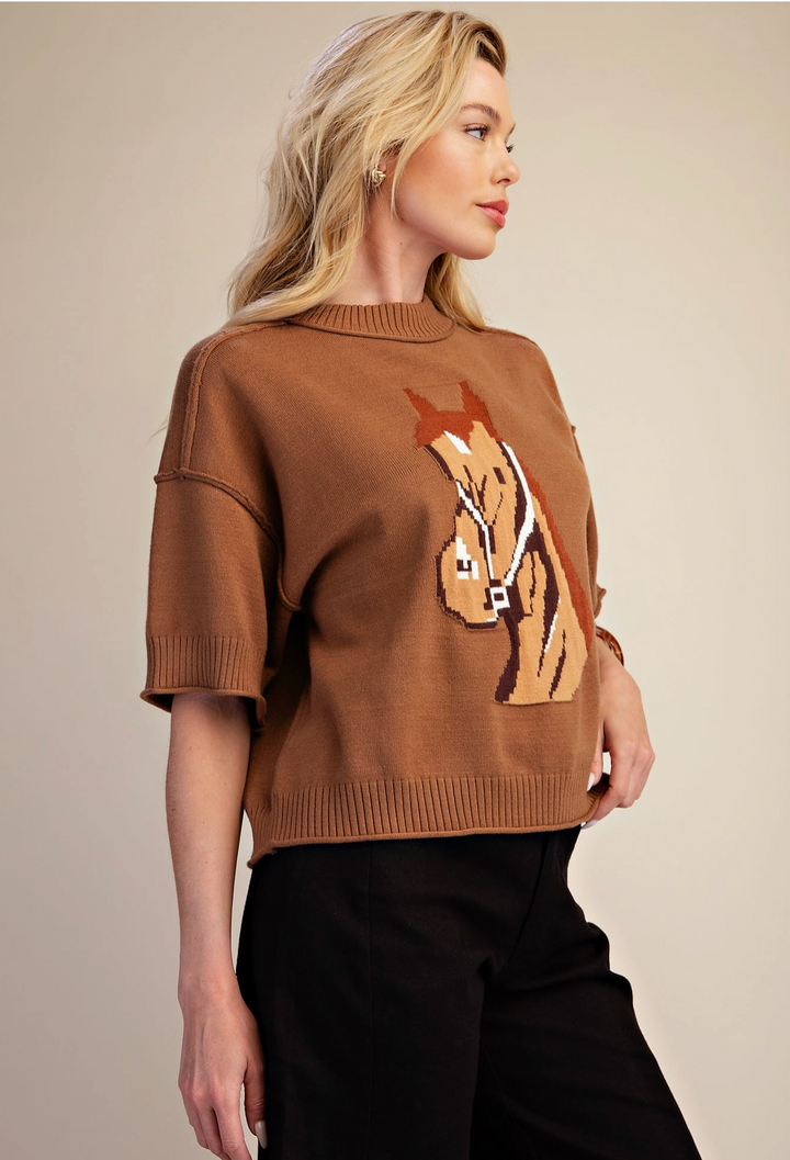 Western Horse Crew Neck Sweater