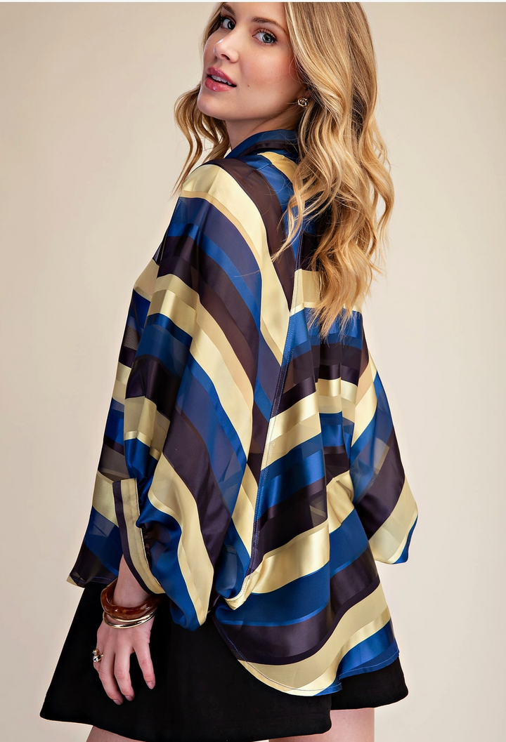 Stripe Ballon Sleeve Shirt