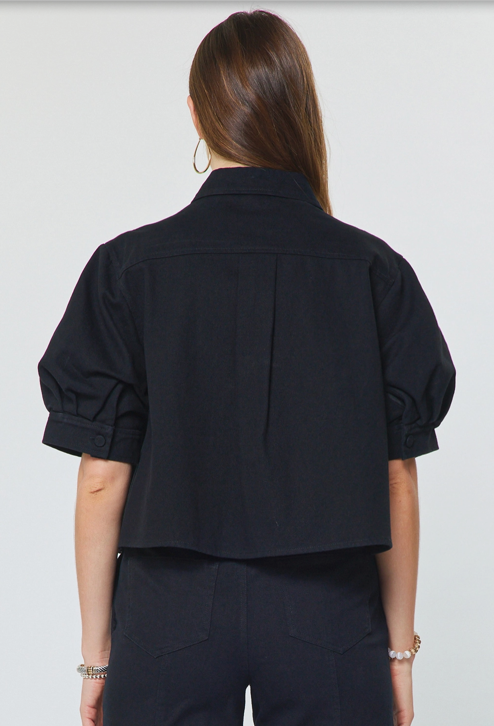 Embroidered Button Front Cropped Jacket
