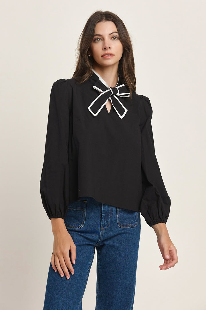 Color Block Bow Detailed Top