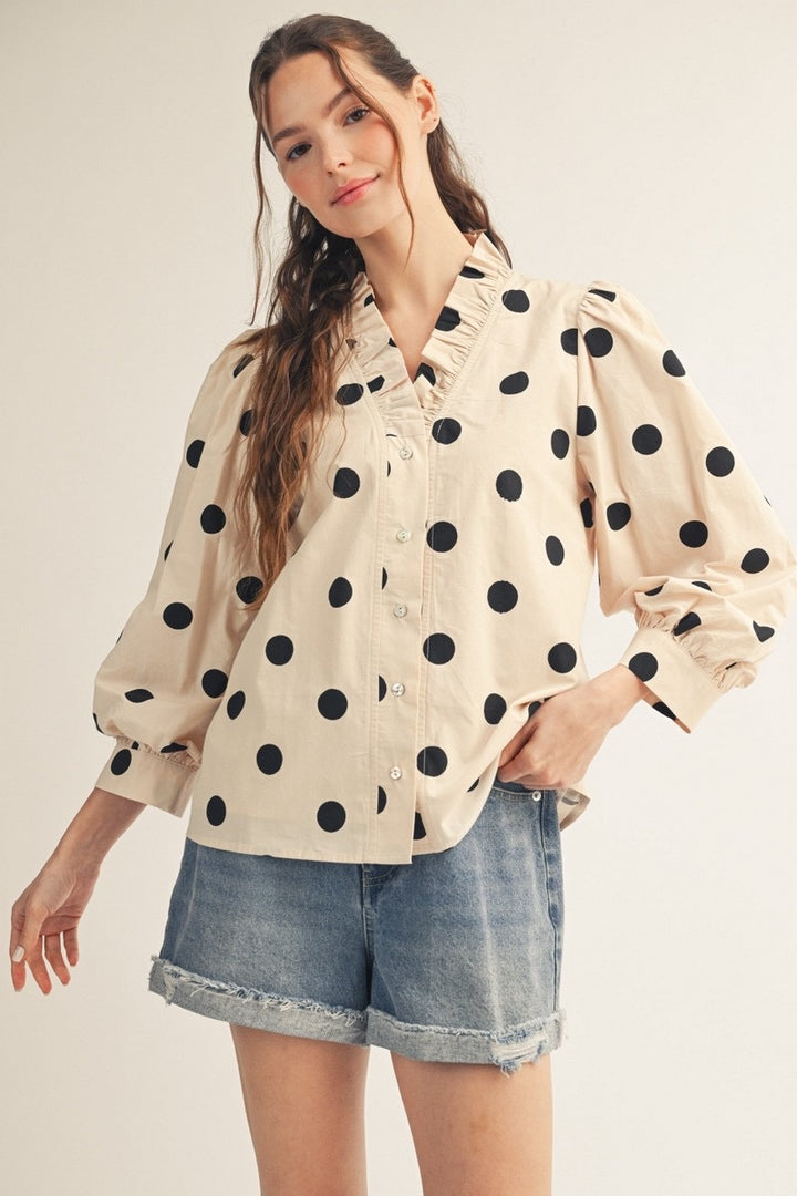 Long Sleeve Polka Dot Top