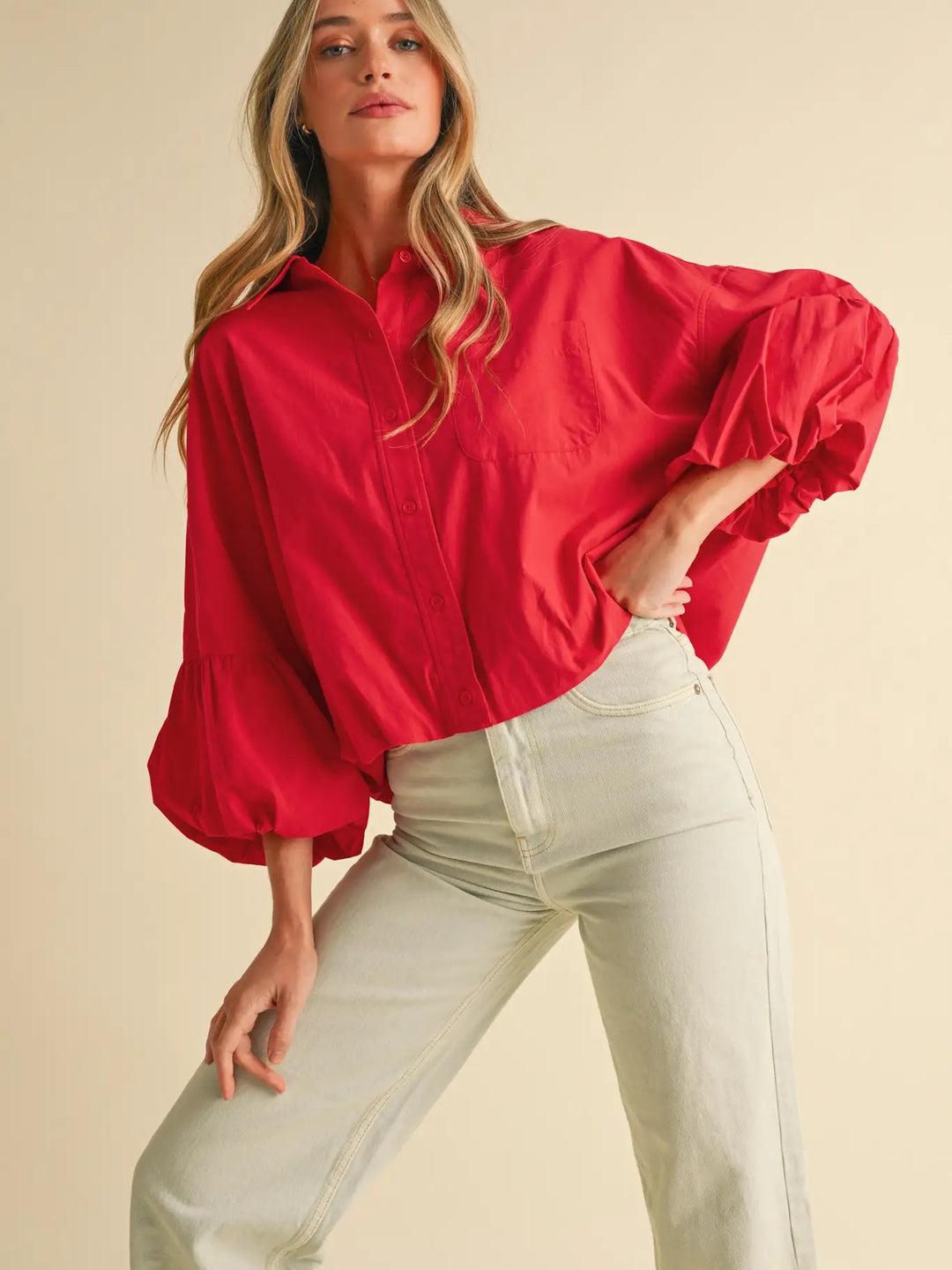Bubble Sleeve Button Down
