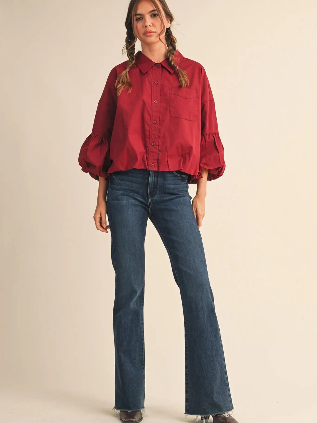 Bubble Sleeve Button Down