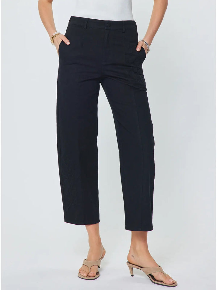 Embroidered Barrel Leg Pant