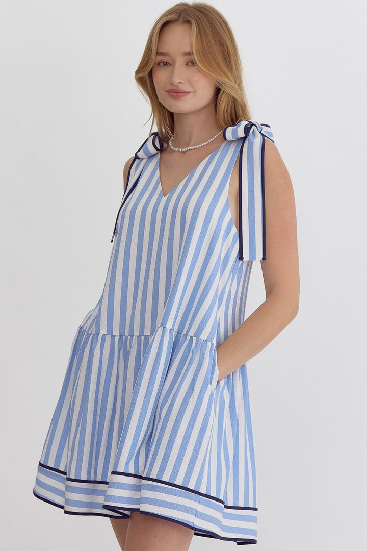Stripe VNeck Mini Dress