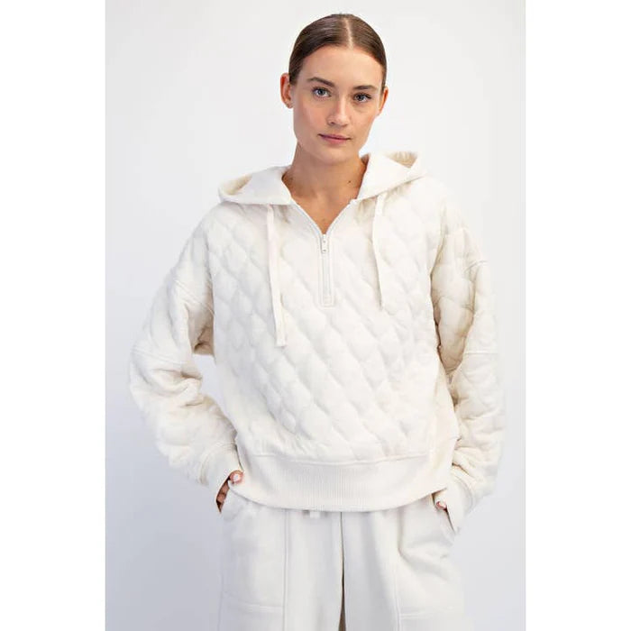 Quilted Quarter Zip Hoodie Jacket