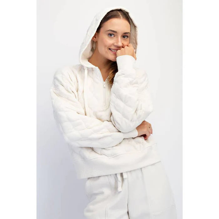 Quilted Quarter Zip Hoodie Jacket