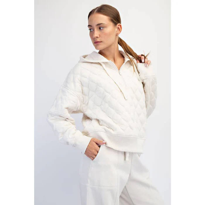 Quilted Quarter Zip Hoodie Jacket