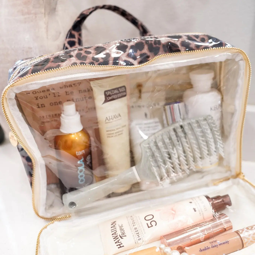 Leopard Clear Coat Toiletry Case