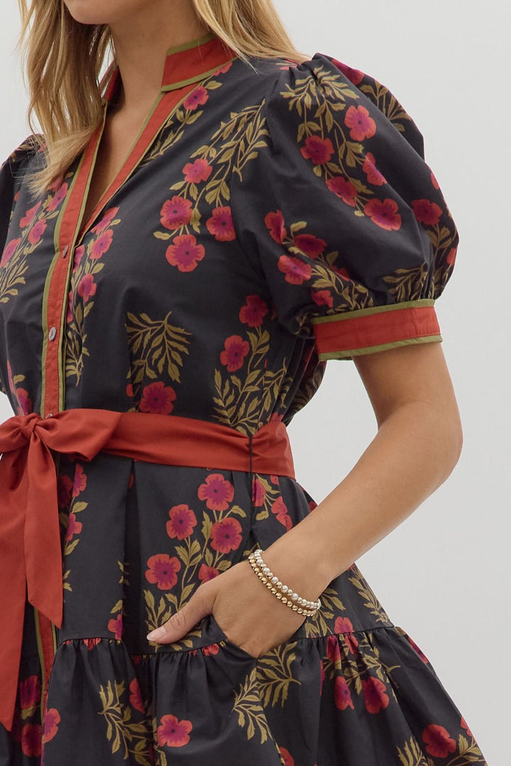 Floral Band Detail Dress
