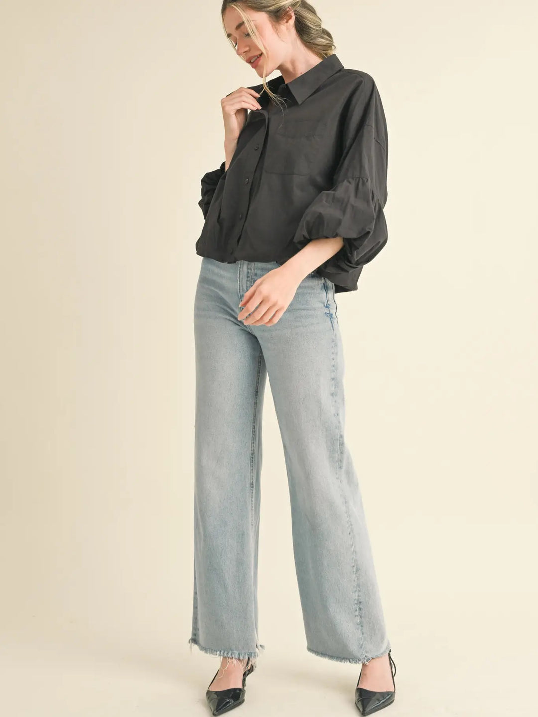 Bubble Sleeve Button Down