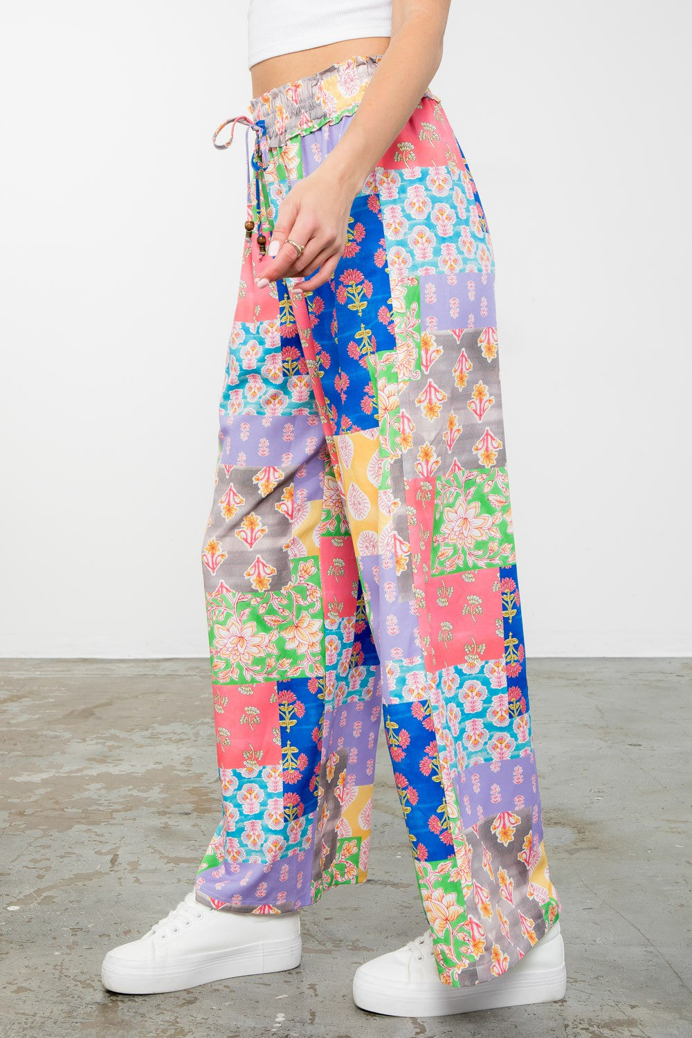 Multi Color Flower Print Pants