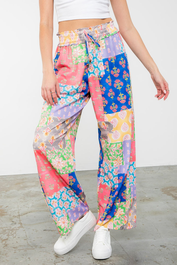 Multi Color Flower Print Pants