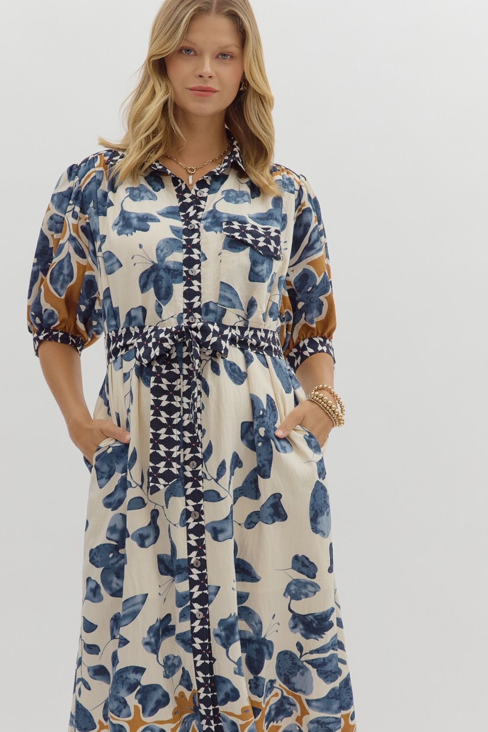 Botanical Print Midi Dress
