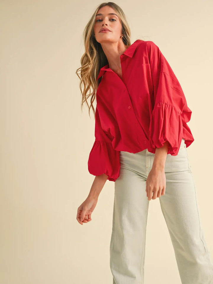 Bubble Sleeve Button Down
