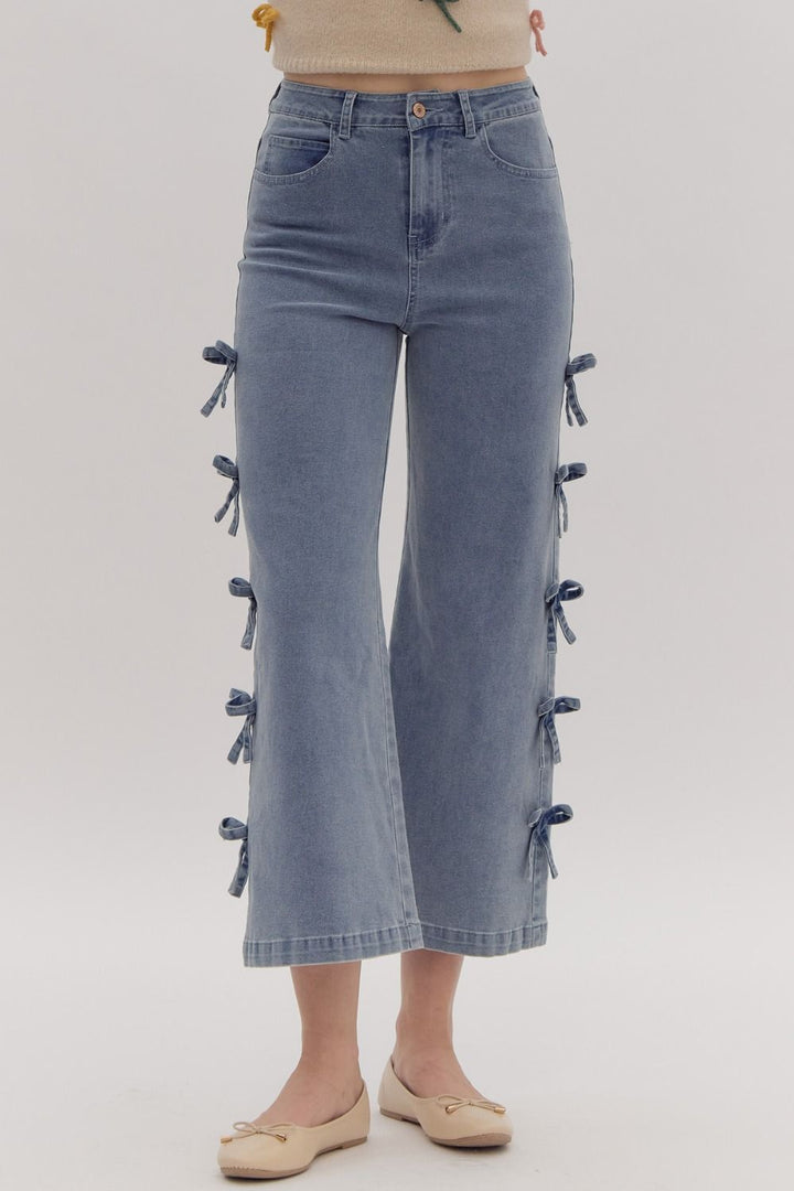 Bow Detail Cropped Denim