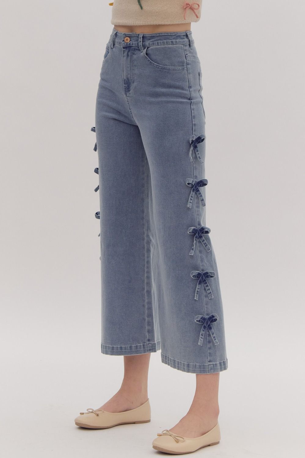 Bow Detail Cropped Denim