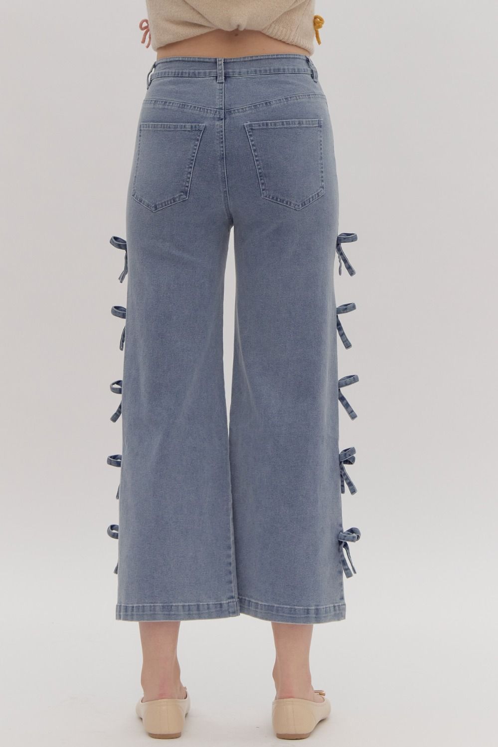 Bow Detail Cropped Denim