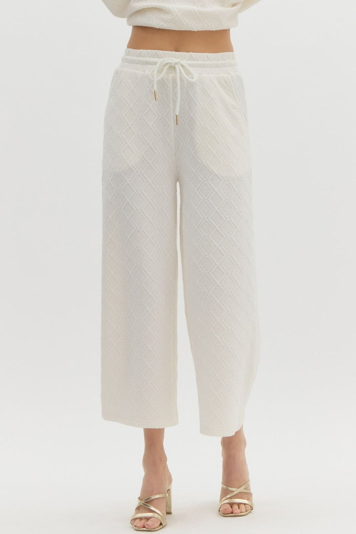 Embossed High Waisted Ankle Pant