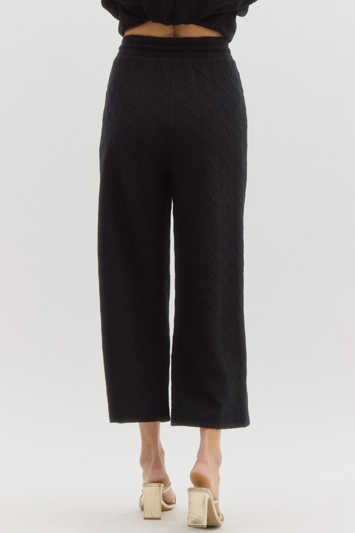 Embossed High Waisted Ankle Pant